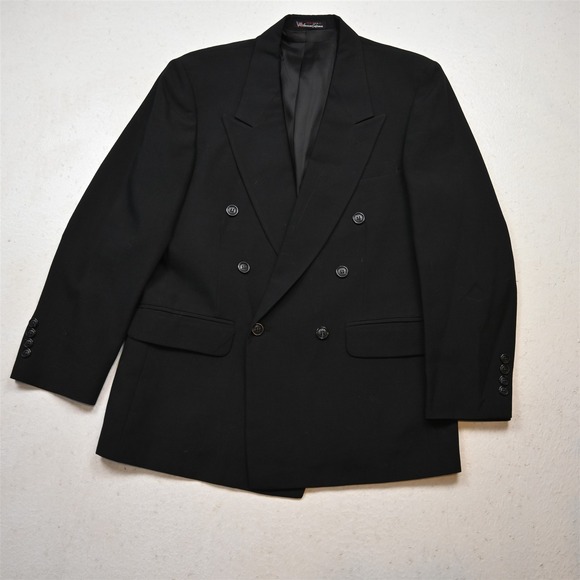 Vtg USA Made 38S Black Wool Mens Blazer Suit Jacket Sport Coat